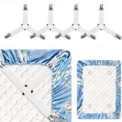 4 Pcs/Set Bed Sheet Fasteners Clips - Elastic Bed Sheet Holder Straps, Mattress Cover Grippers, Quilt and Blanket Organizers