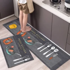 2 Piece Waterproof and Oil-Proof Kitchen Anti-Slip Mat, Bathroom Anti-Slip Mat, Bedroom Cushion, Living Room Carpet, Door Mat, Kitchen Carpet- 40 * 60cm + 40 * 120cm