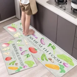 2 Piece Waterproof and Oil-Proof Kitchen Anti-Slip Mat, Bathroom Anti-Slip Mat, Bedroom Cushion, Living Room Carpet, Door Mat, Kitchen Carpet- 40 * 60cm + 40 * 120cm