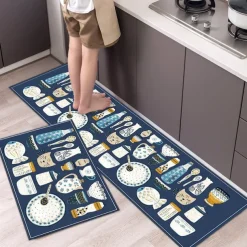 2 Piece Waterproof and Oil-Proof Kitchen Anti-Slip Mat, Bathroom Anti-Slip Mat, Bedroom Cushion, Living Room Carpet, Door Mat, Kitchen Carpet- 40 * 60cm + 40 * 120cm