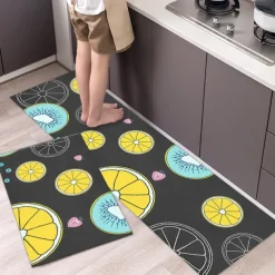 2 Piece Waterproof and Oil-Proof Kitchen Anti-Slip Mat, Bathroom Anti-Slip Mat, Bedroom Cushion, Living Room Carpet, Door Mat, Kitchen Carpet- 40 * 60cm + 40 * 120cm