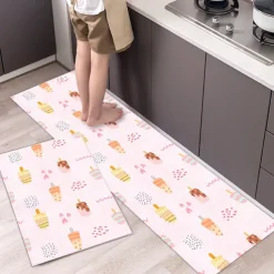 2 Piece Waterproof and Oil-Proof Kitchen Anti-Slip Mat, Bathroom Anti-Slip Mat, Bedroom Cushion, Living Room Carpet, Door Mat, Kitchen Carpet- 40 * 60cm + 40 * 120cm