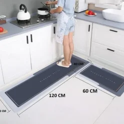 2 Piece Waterproof and Oil-Proof Kitchen Anti-Slip Mat, Bathroom Anti-Slip Mat, Bedroom Cushion, Living Room Carpet, Door Mat, Kitchen Carpet- 40 * 60cm + 40 * 120cm