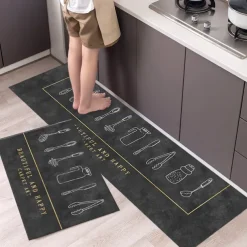 2 Piece Waterproof and Oil-Proof Kitchen Anti-Slip Mat, Bathroom Anti-Slip Mat, Bedroom Cushion, Living Room Carpet, Door Mat, Kitchen Carpet- 40 * 60cm + 40 * 120cm