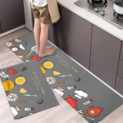 2 Piece Waterproof and Oil-Proof Kitchen Anti-Slip Mat, Bathroom Anti-Slip Mat, Bedroom Cushion, Living Room Carpet, Door Mat, Kitchen Carpet- 40 * 60cm + 40 * 120cm