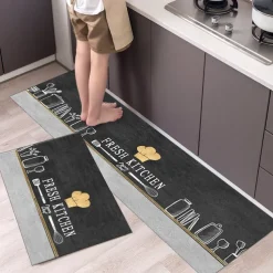2 Piece Waterproof and Oil-Proof Kitchen Anti-Slip Mat, Bathroom Anti-Slip Mat, Bedroom Cushion, Living Room Carpet, Door Mat, Kitchen Carpet- 40 * 60cm + 40 * 120cm