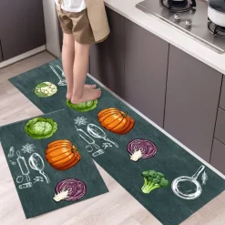 2 Piece Waterproof and Oil-Proof Kitchen Anti-Slip Mat, Bathroom Anti-Slip Mat, Bedroom Cushion, Living Room Carpet, Door Mat, Kitchen Carpet- 40 * 60cm + 40 * 120cm