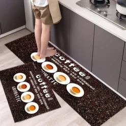 2 Piece Waterproof and Oil-Proof Kitchen Anti-Slip Mat, Bathroom Anti-Slip Mat, Bedroom Cushion, Living Room Carpet, Door Mat, Kitchen Carpet- 40 * 60cm + 40 * 120cm