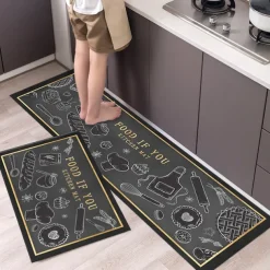 2 Piece Waterproof and Oil-Proof Kitchen Anti-Slip Mat, Bathroom Anti-Slip Mat, Bedroom Cushion, Living Room Carpet, Door Mat, Kitchen Carpet- 40 * 60cm + 40 * 120cm