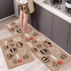 2 Piece Waterproof and Oil-Proof Kitchen Anti-Slip Mat, Bathroom Anti-Slip Mat, Bedroom Cushion, Living Room Carpet, Door Mat, Kitchen Carpet- 40 * 60cm + 40 * 120cm