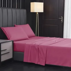 4 Pieces Bed Sheet Set Super Soft Microfiber Hotel Luxury Egyptian Sheets 14/18 Inch Deep Pocket Wrinkle Free