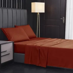 4 Pieces Bed Sheet Set Super Soft Microfiber Hotel Luxury Egyptian Sheets 14/18 Inch Deep Pocket Wrinkle Free