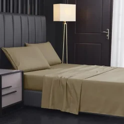 4 Pieces Bed Sheet Set Super Soft Microfiber Hotel Luxury Egyptian Sheets 14/18 Inch Deep Pocket Wrinkle Free