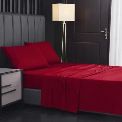 4 Pieces Bed Sheet Set Super Soft Microfiber Hotel Luxury Egyptian Sheets 14/18 Inch Deep Pocket Wrinkle Free