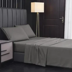 4 Pieces Bed Sheet Set Super Soft Microfiber Hotel Luxury Egyptian Sheets 14/18 Inch Deep Pocket Wrinkle Free