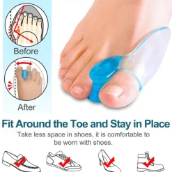 2 Pieces Big Toe Separator Bone Corrector Straightener Silicone Gel Foot Fingers Protector Bunion Adjuster Feet Massager