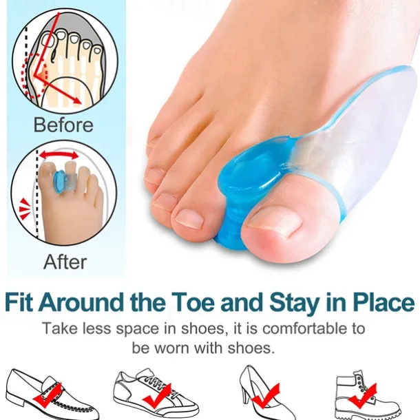 2 Pieces Big Toe Separator Bone Corrector Straightener Silicone Gel Foot Fingers Protector Bunion Adjuster Feet Massager