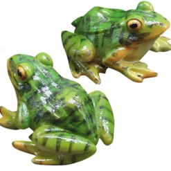 2 Pieces Cute Resin Frog Garden Statue Bonsai Flowerpot Decoration Props for Desk Outdoor Garden Sculpture Decor Ornament