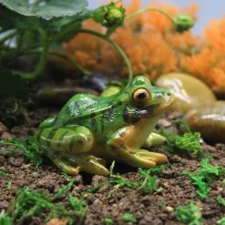 2 Pieces Cute Resin Frog Garden Statue Bonsai Flowerpot Decoration Props for Desk Outdoor Garden Sculpture Decor Ornament