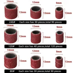 307 Pieces Drum Sander Set Sanding Drum Kit 300 Pieces Sanding Band Sleeves (80 /120 /240 ) + 6 Pieces Drum Mandrels for Dremel Rotary Tool (2.35Mm/3.17Mm)+ 1 Combination Wrench