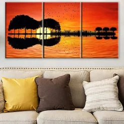 3 Pieces Guitar Poster Guitar Wall Decor Music Decor Music Wall Decor Guitar Canvas Wall Art Music Pictures Wall Art Music Wall Art Prints for Bedroom Living Room Decor (12x18x3Pcs)