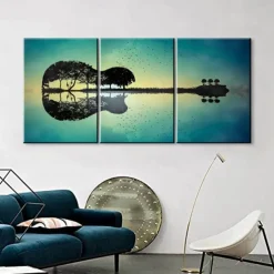 3 Pieces Guitar Poster Guitar Wall Decor Music Decor Music Wall Decor Guitar Canvas Wall Art Music Pictures Wall Art Music Wall Art Prints for Bedroom Living Room Decor (12x18x3Pcs)