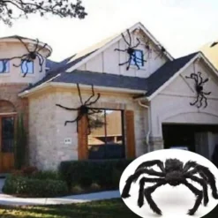 2 Pieces Halloween Plush Spiders Black Scary Artificial Spider Halloween Decoration Horror Prop Children Toy Party Supplies