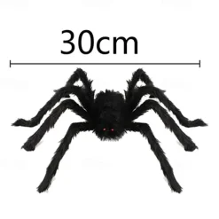 2 Pieces Halloween Plush Spiders Black Scary Artificial Spider Halloween Decoration Horror Prop Children Toy Party Supplies