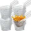 12 Pieces Mini Square Fry Basket Steel French Fry Chip Basket Food Baskets for Serving Stainless Steel Fry Basket with Handle Reusable Fries Holder Mini Deep Fryer with Basket for Home Decor
