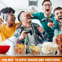 12 Pieces Mini Square Fry Basket Steel French Fry Chip Basket Food Baskets for Serving Stainless Steel Fry Basket with Handle Reusable Fries Holder Mini Deep Fryer with Basket for Home Decor