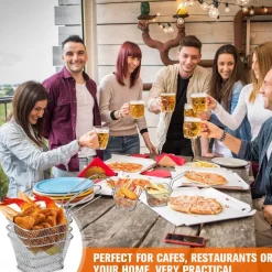 12 Pieces Mini Square Fry Basket Steel French Fry Chip Basket Food Baskets for Serving Stainless Steel Fry Basket with Handle Reusable Fries Holder Mini Deep Fryer with Basket for Home Decor