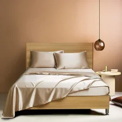 4 Pieces Satin Sheet Sets Hotel Luxury Silky Bed Sheets Soft Premium Satin Sheets Wrinkle & Fade Resistant Bedding Set Sheet Set, Include 1 Deep Pocket Fitted Sheet(12inch),1 Flat Sheet, 2 Pillowcases