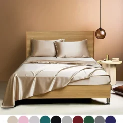 4 Pieces Satin Sheet Sets Hotel Luxury Silky Bed Sheets Soft Premium Satin Sheets Wrinkle & Fade Resistant Bedding Set Sheet Set, Include 1 Deep Pocket Fitted Sheet(12inch),1 Flat Sheet, 2 Pillowcases