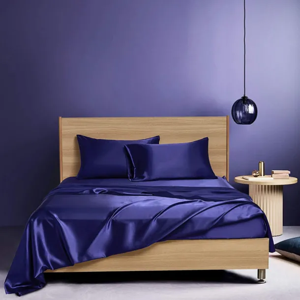 4 Pieces Satin Sheet Sets Hotel Luxury Silky Bed Sheets Soft Premium Satin Sheets Wrinkle & Fade Resistant Bedding Set Sheet Set, Include 1 Deep Pocket Fitted Sheet(12inch),1 Flat Sheet, 2 Pillowcases