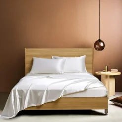 4 Pieces Satin Sheet Sets Hotel Luxury Silky Bed Sheets Soft Premium Satin Sheets Wrinkle & Fade Resistant Bedding Set Sheet Set, Include 1 Deep Pocket Fitted Sheet(12inch),1 Flat Sheet, 2 Pillowcases