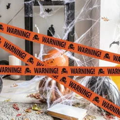 2 Pieces 500x8.5cm(197*3.3inch) Halloween Warning Tape Signs Props Isolation Belt Party Danger Warning line Halloween Decoration