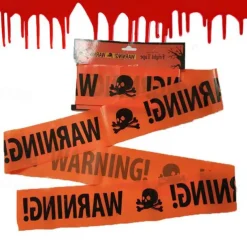 2 Pieces 500x8.5cm(197*3.3inch) Halloween Warning Tape Signs Props Isolation Belt Party Danger Warning line Halloween Decoration
