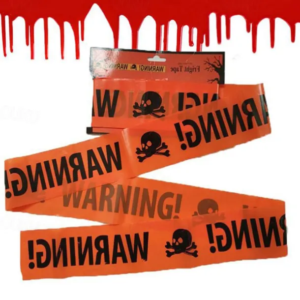 2 Pieces 500x8.5cm(197*3.3inch) Halloween Warning Tape Signs Props Isolation Belt Party Danger Warning line Halloween Decoration