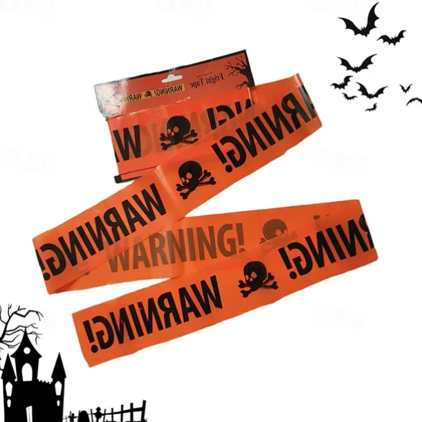 2 Pieces 500x8.5cm(197*3.3inch) Halloween Warning Tape Signs Props Isolation Belt Party Danger Warning line Halloween Decoration