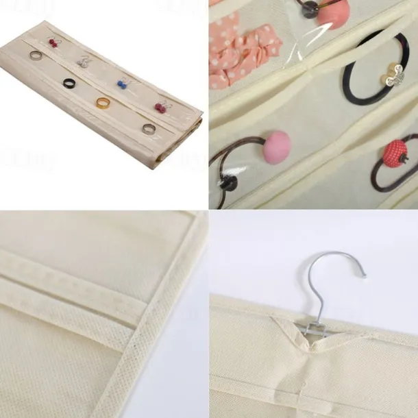80 Pockets Double Sided Hanging Jewelry Display Organizer Storage Bag Non-woven Foldable Ring Necklace Bracelet Pouch