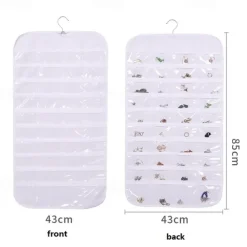 80 Pockets Double Sided Hanging Jewelry Display Organizer Storage Bag Non-woven Foldable Ring Necklace Bracelet Pouch
