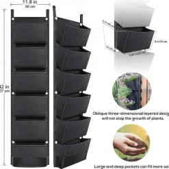 6 Pockets Hanging Planter Bags, Vertical Felt Fabric Nursery Bags, Grow Bag For Vegetable, Garden Supplies
