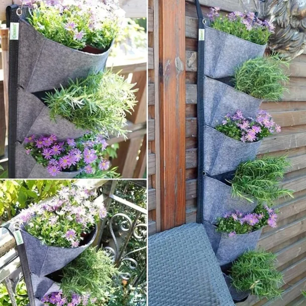 6 Pockets Hanging Planter Bags, Vertical Felt Fabric Nursery Bags, Grow Bag For Vegetable, Garden Supplies