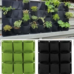 9 Pockets Vertical Garden Grow Bags Plant Wall Hanging Planting Pots Green Black Grow Planter Vegetable Gardening Supplies