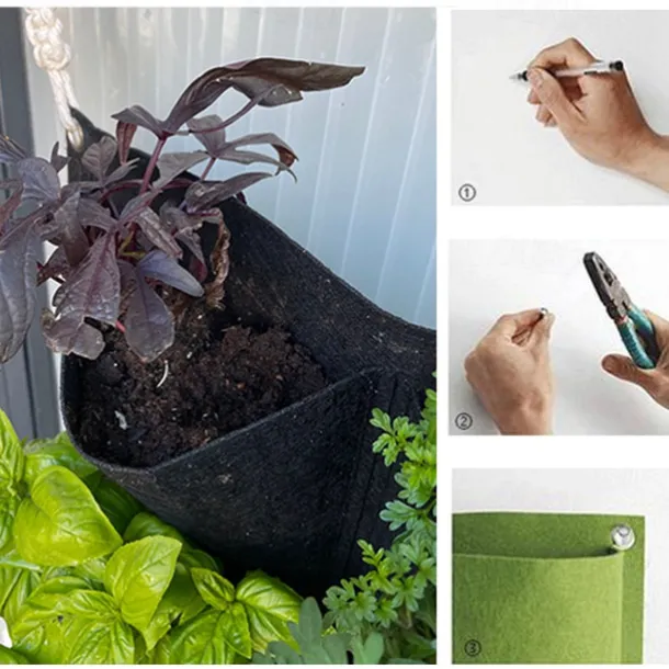 9 Pockets Vertical Garden Grow Bags Plant Wall Hanging Planting Pots Green Black Grow Planter Vegetable Gardening Supplies
