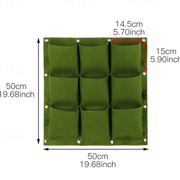 9 Pockets Vertical Garden Grow Bags Plant Wall Hanging Planting Pots Green Black Grow Planter Vegetable Gardening Supplies
