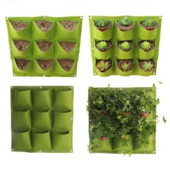 9 Pockets Vertical Garden Grow Bags Plant Wall Hanging Planting Pots Green Black Grow Planter Vegetable Gardening Supplies