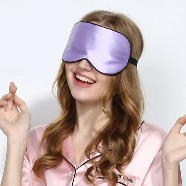 100% Real Natural Pure Silk Eye Mask with Adjustable Strap for Sleeping, Double Side Mulberry Silk Eye Sleep Shade Cover, Blocks Light Reduces Puffy Eyes