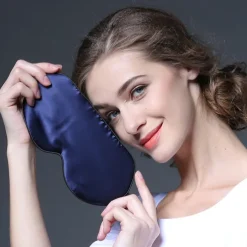 100% Real Natural Pure Silk Eye Mask with Adjustable Strap for Sleeping, Double Side Mulberry Silk Eye Sleep Shade Cover, Blocks Light Reduces Puffy Eyes