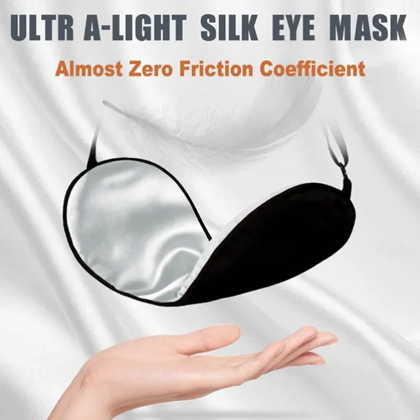 100% Real Natural Pure Silk Eye Mask with Adjustable Strap for Sleeping, Double Side Mulberry Silk Eye Sleep Shade Cover, Blocks Light Reduces Puffy Eyes